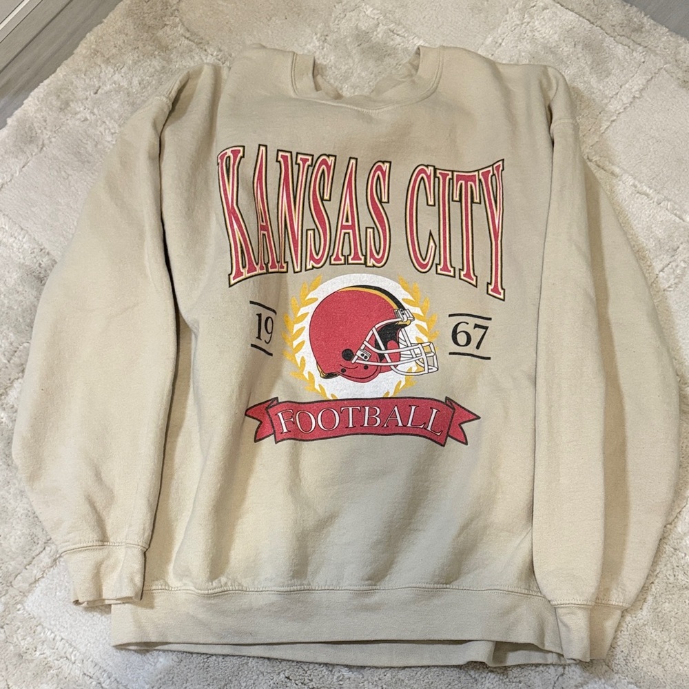 Gildan Beige Kansas City Football Crewneck Sweater
